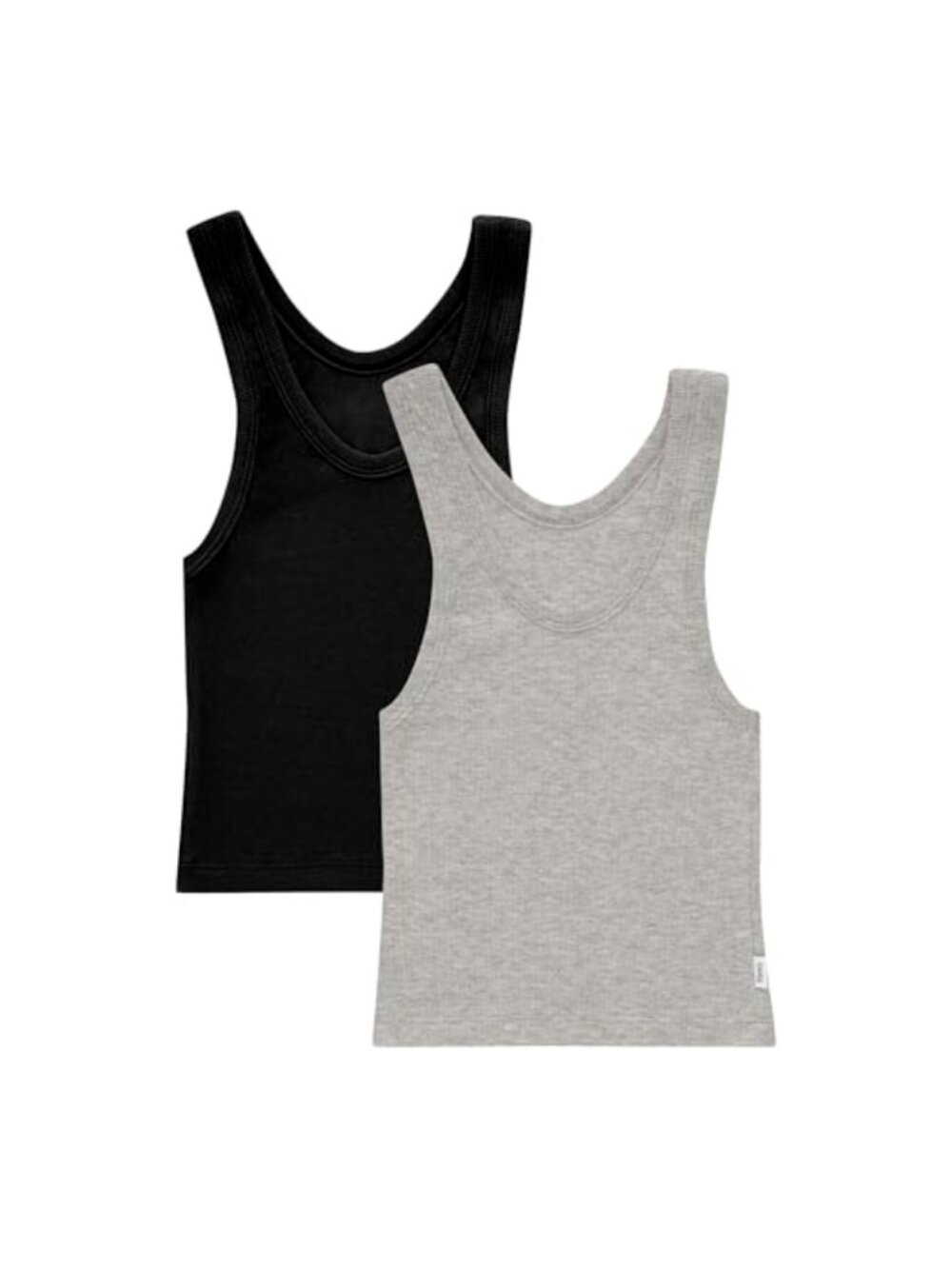Hanes Rib Crop Tank Top 2-Pack Cotton Stretch Cropped Sleeveless